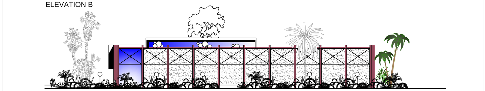 Elevation C — rear facade with glass accent panels
